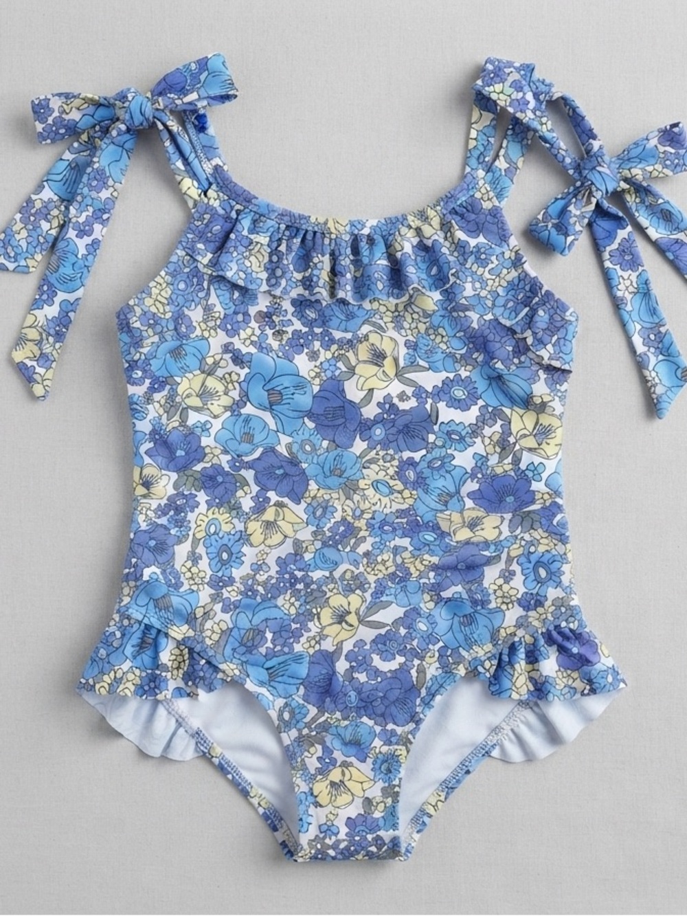 Source Unknown Blue Floral One-Piece Swimsuit for Kids